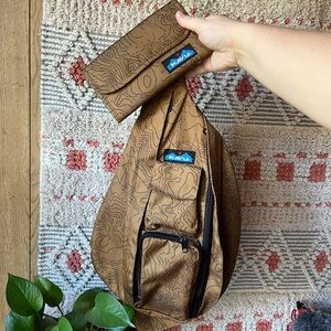 Kavu Rope Sling w/ matching wallet - topography print